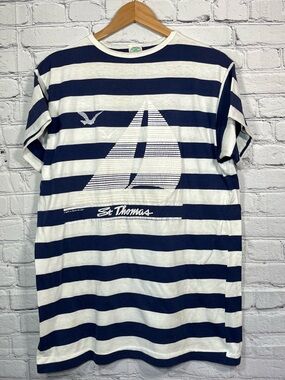 Vintage Stanley Michaels ST THOMAS Virgin Islands T Shirt Womens Large Striped